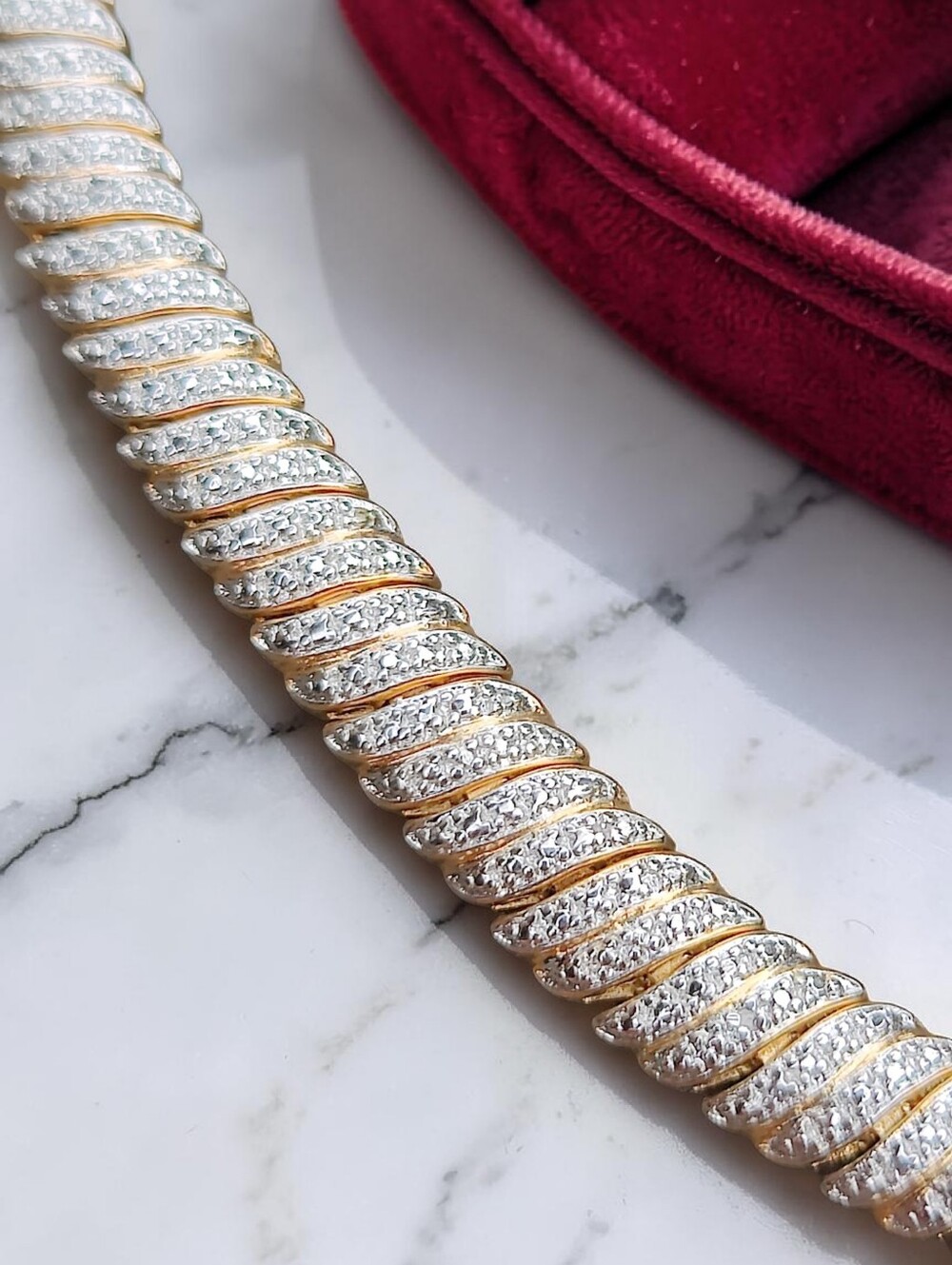 Ross-Simons 14K Vermeil Thick Sterling Silver Diamond Bracelet